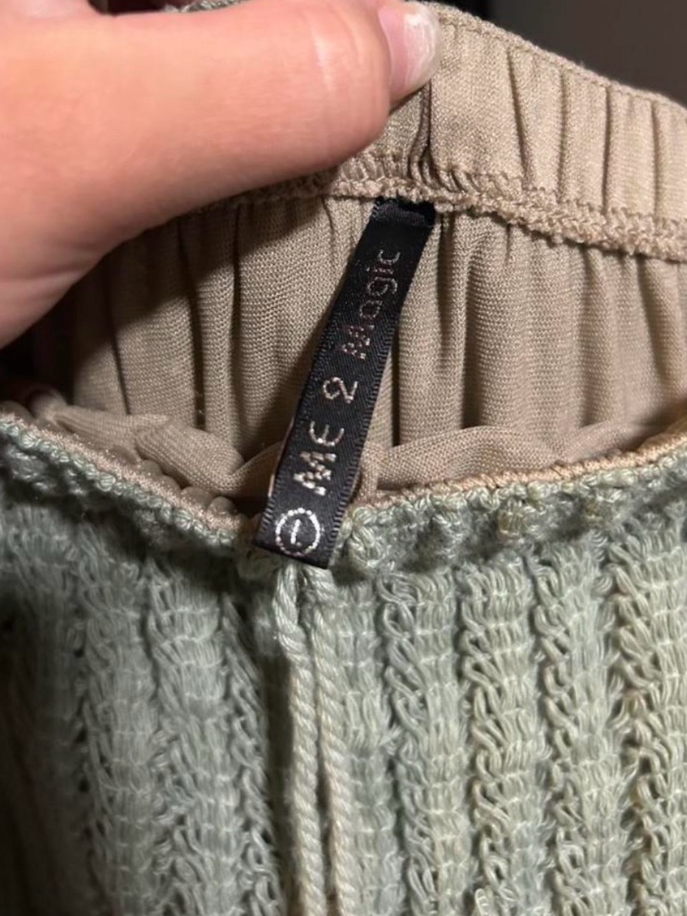 MEC Olive Green Tiered Maxi Skirt with Crochet Waist - Picture 2 of 4